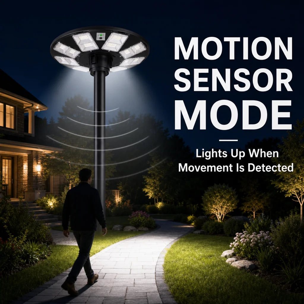 SOLAR STREET LIGHT - 12V, IP65, Motion Sensor - UFO Outdoor Glow