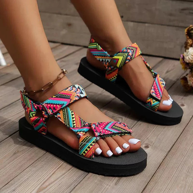 Letnie płaskie buty damskie, sznurkowe, z zestawem stóp, sandały plażowe, uniwersalne, codzienne kapcie, duże rozmiary, sandały damskie