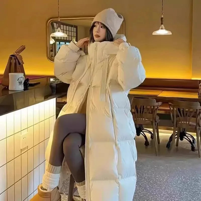 Long Hooded Cotton Overcoat – Loose Thick Winter Coat