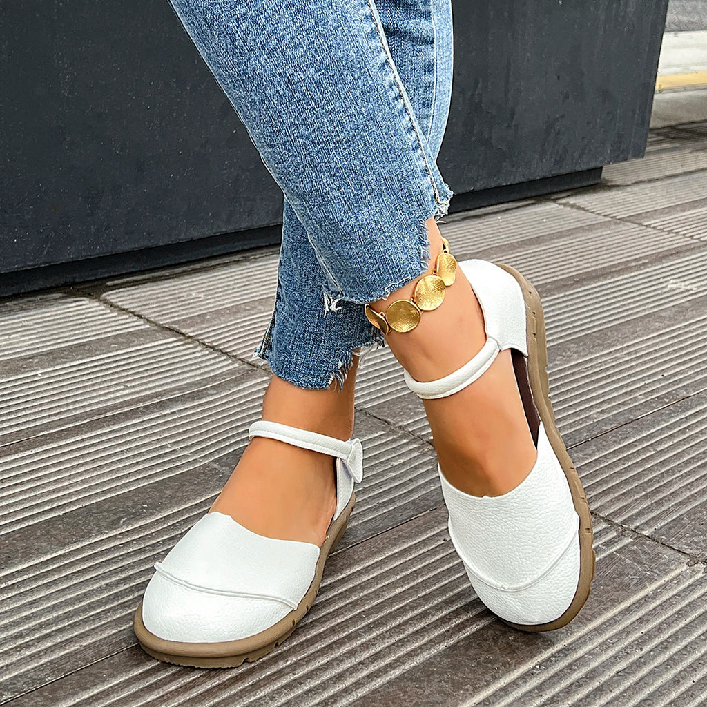 Women's head-to-toe flat sandals, summer new style retro wedge-style casual soft-soled mother's shoes, large size women's shoes