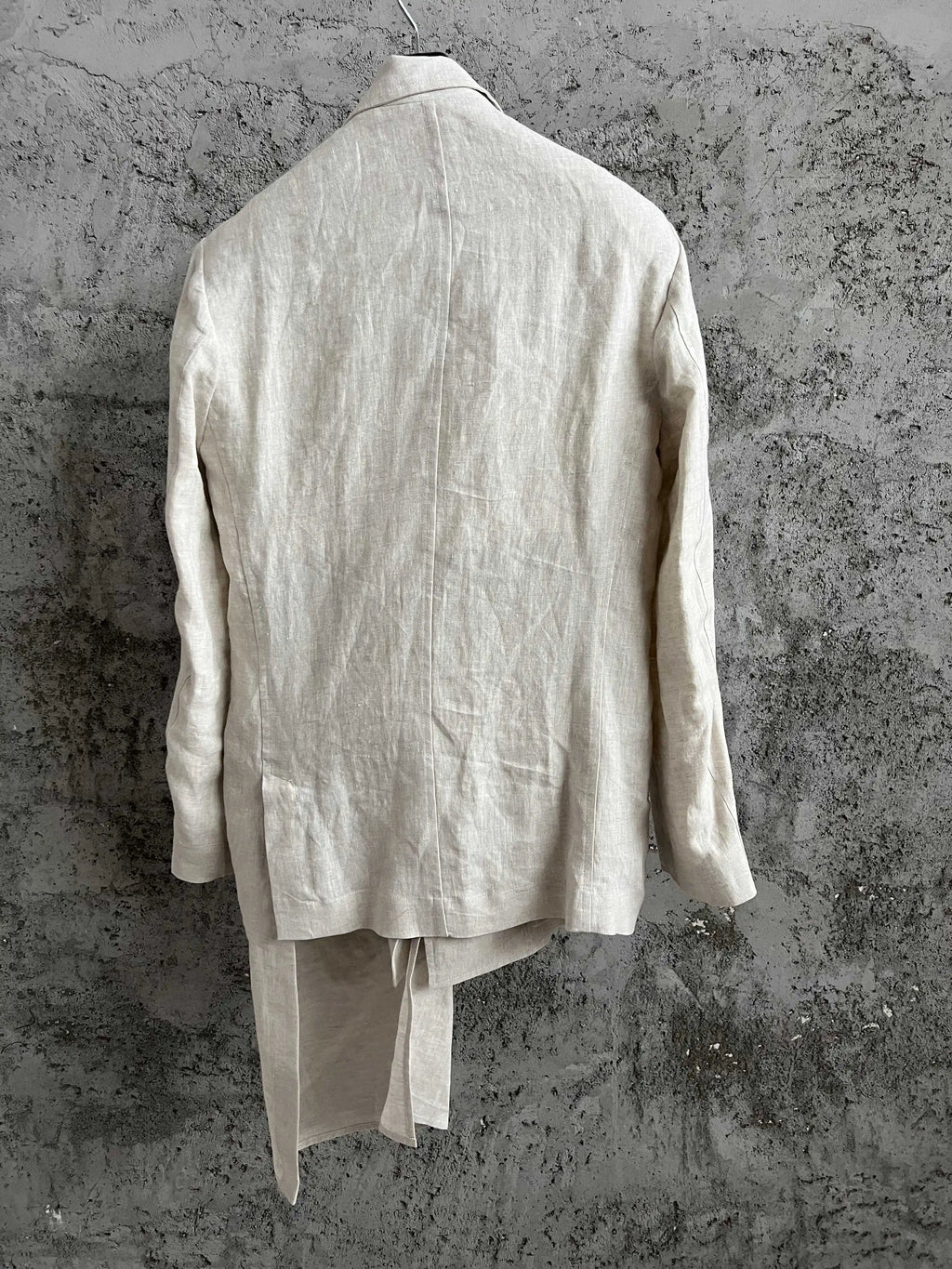 IRREGULAR LINEN - Men's Irregular Front Linen Suit Jacket Double Collar - Beige, S–XL