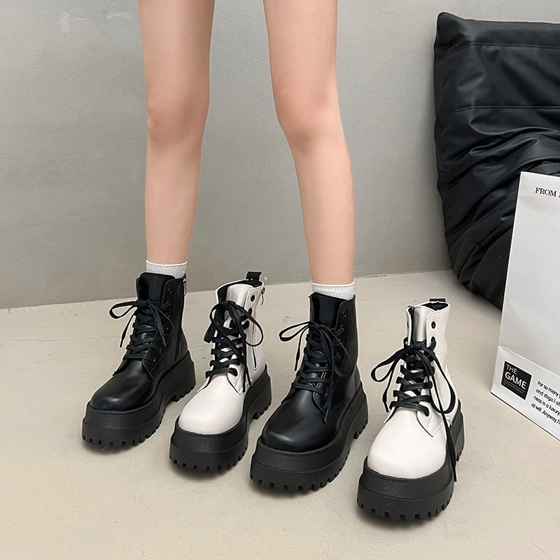 Lace-Up Platform Ankle Boots – Chunky Sole