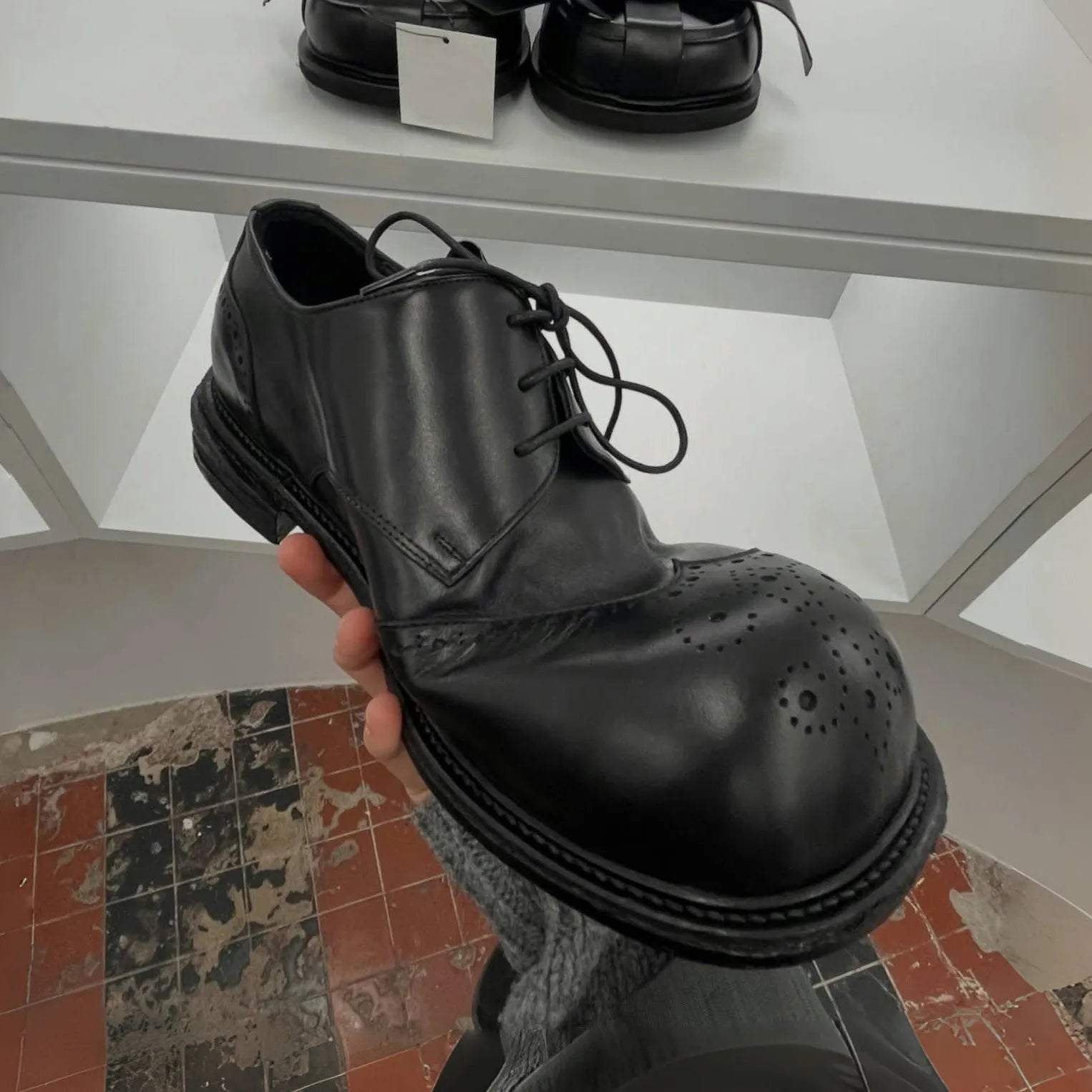 STREET BROGUE - Men's Height-Increase Vintage Brogue Oxford Shoes - Lace-Up Big Round Toe Streetwear Derby