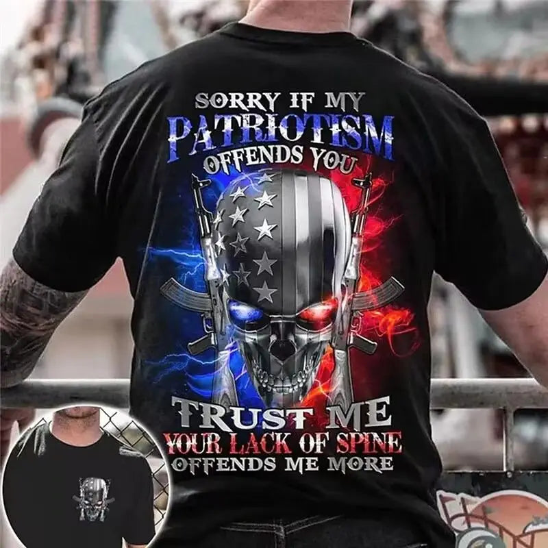 Skull Middle Finger T-Shirt - Don't Go Away Mad Biker Tee
