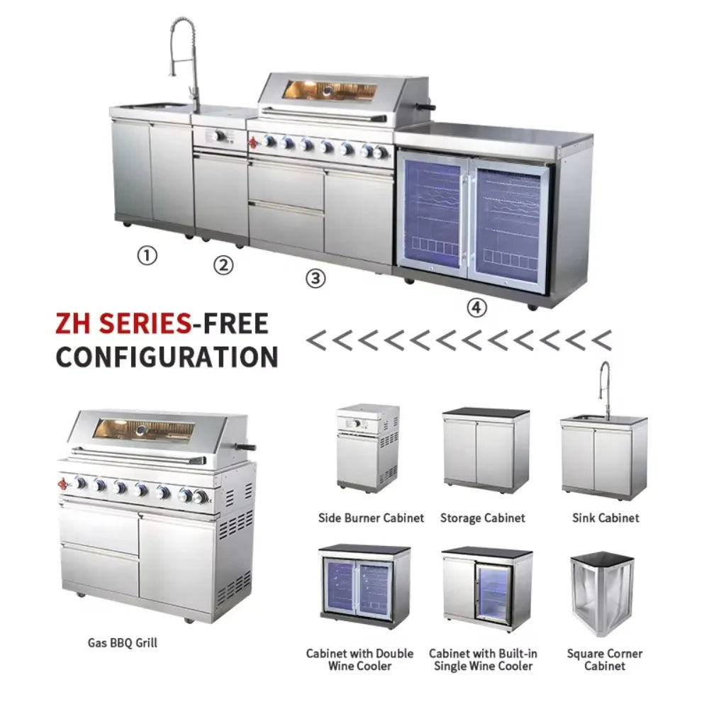LUXURY OUTDOOR KITCHEN - Stainless Steel, Gas Oven & Sink - Modular BBQ