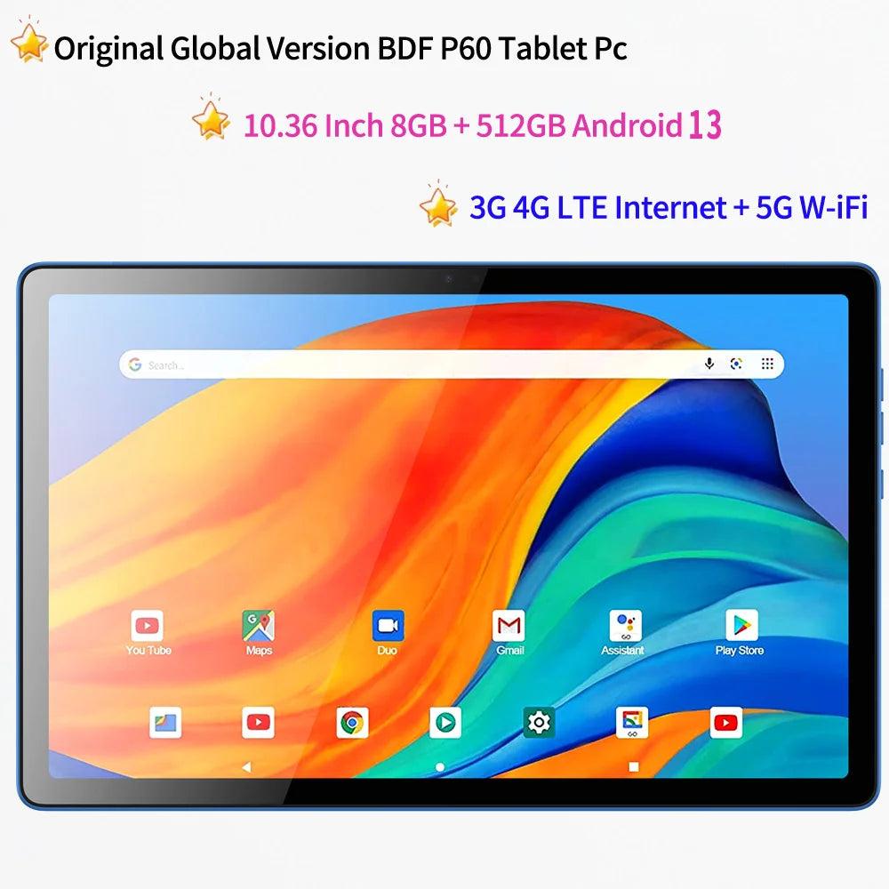 BDF P60 10.36" OLED - 8GB+512GB Android 13 4G Tablet