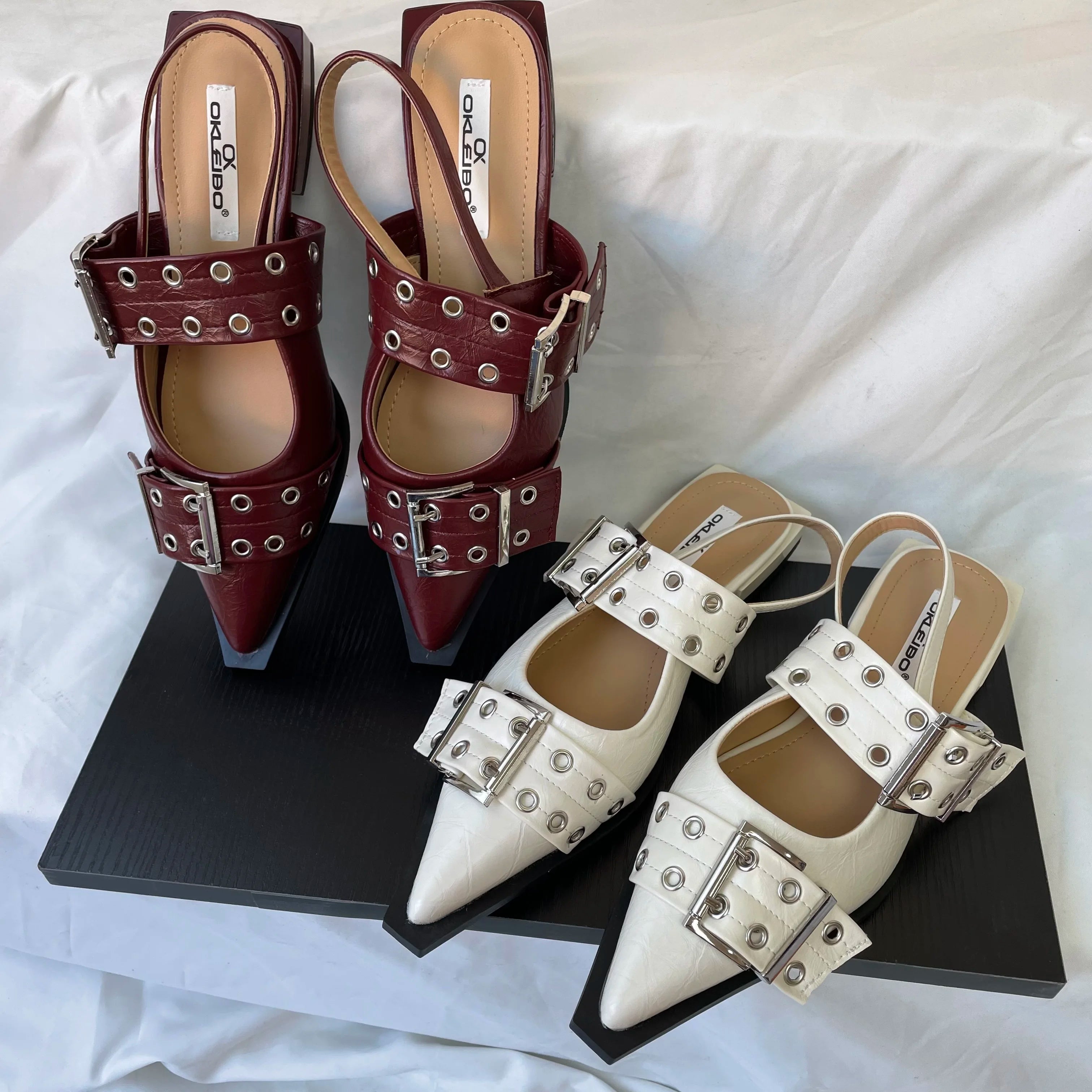 New Women Sandals Shoes Pointed Toe 2026 Spring Fashion Shallow Footwear Slingbacks Ladies Sandals Flats Shoes Big size