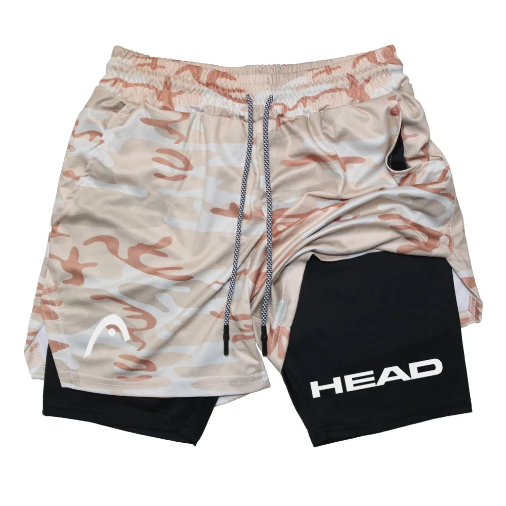 Anime Berserk Head Running Shorts Men Fitness Gym Training 2-in-1 Sports Quick Dry Workout Jogging Double Deck Summer