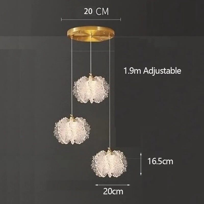 Acrylic Flower Pendant Light – French Cream, 1/2/3 Heads