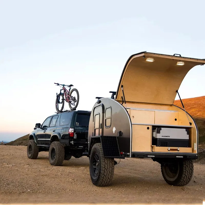 2026 Small Off Road Teardrop Caravan Customizable Camping Travel Trailer with Tent