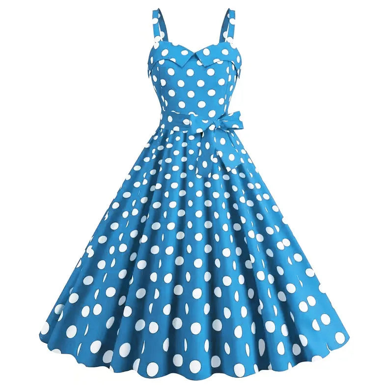 Vintage Classical Polo Dot Printed Dress Women's Sexy Sling Strap Wrap Chest Dress Valentine's Day Streetwear Spring Summer