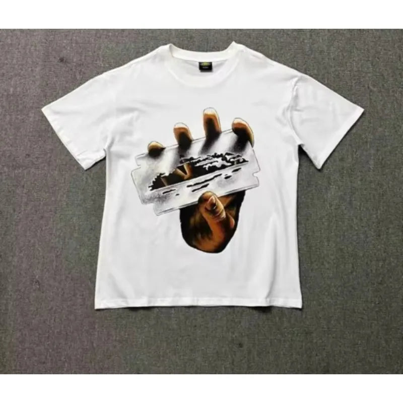 American Street Hip Hop Retro Short Sleeve T-Shirt Printed Women's Loose Cotton Crew Neck Couple Summer T-Shirt Harajuku