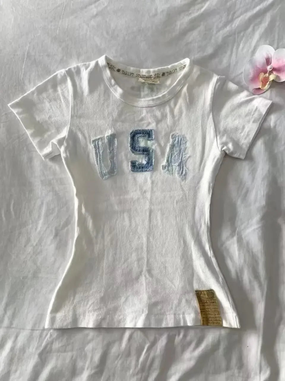 American retro vintage letter polo shirt patchwork short sleeved polo shirt women summer top trend shirts women streetwear