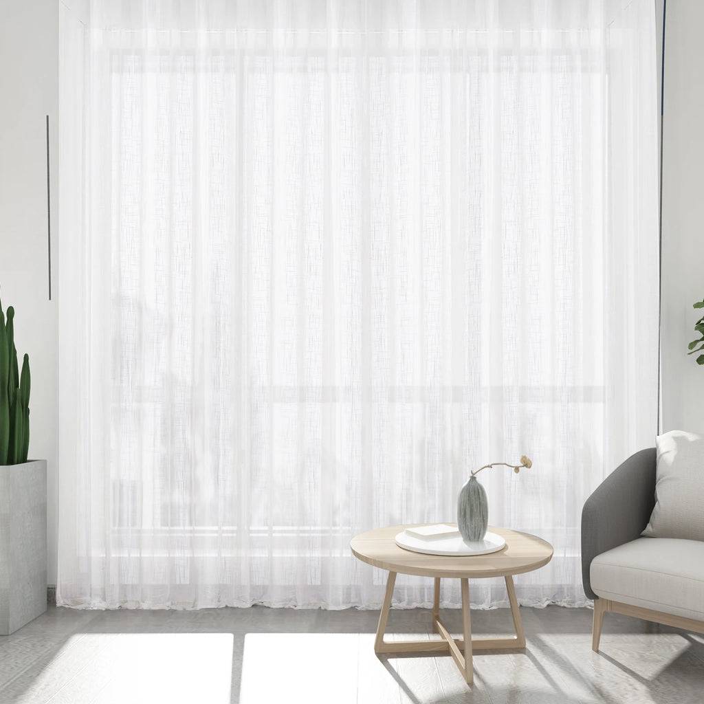 MODERN LINEN SHEER CURTAINS - 2 Panels, 1–40% Shading - Soft Window Light