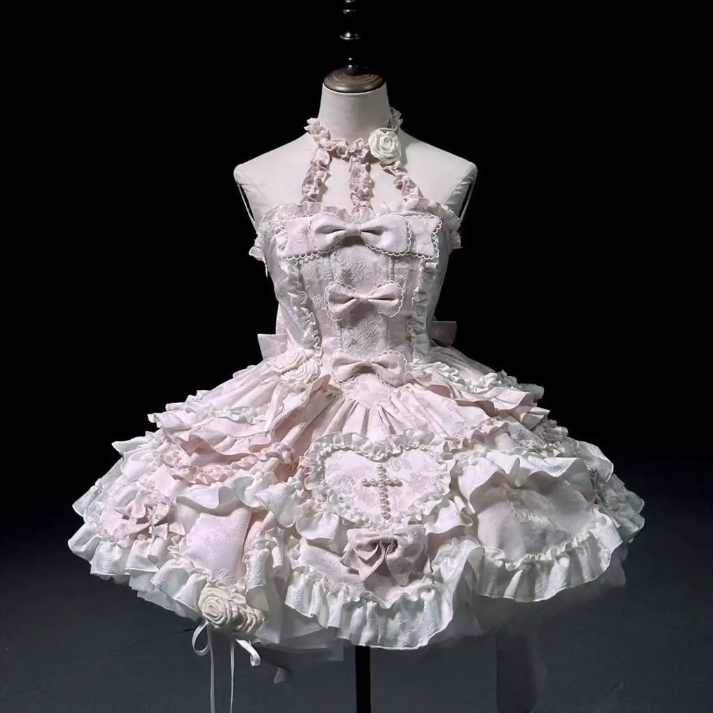 Sweet Lolita Dress — Ruffled Lace, Bow Details, Princess Style