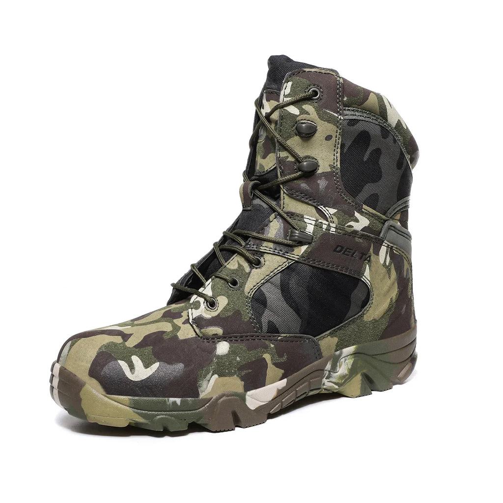 Men's Tactical Combat Boots - Zipper Waterproof Split Leather Military Ankle