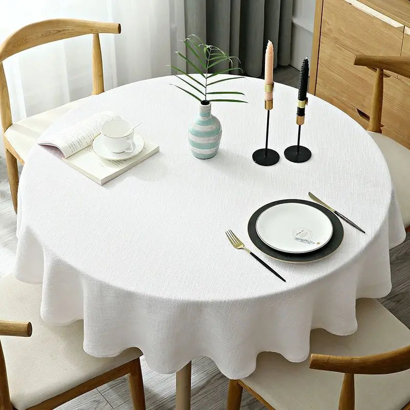 ROUND LINEN TABLECLOTH - Cotton-Linen Blend, 8 Colors, Multi-Size - Calm Tables