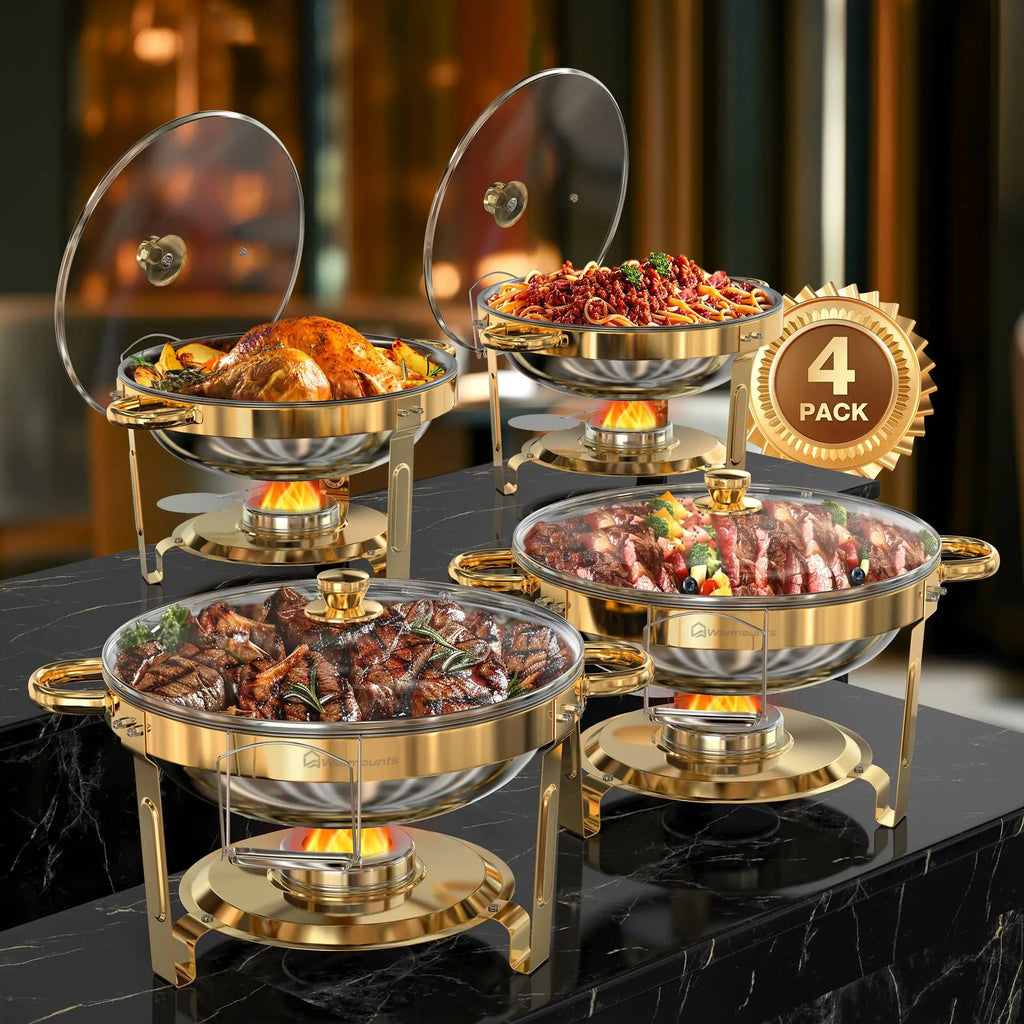 Chafing Dish Buffet Set - 5QT Gold Stainless - Party Ready