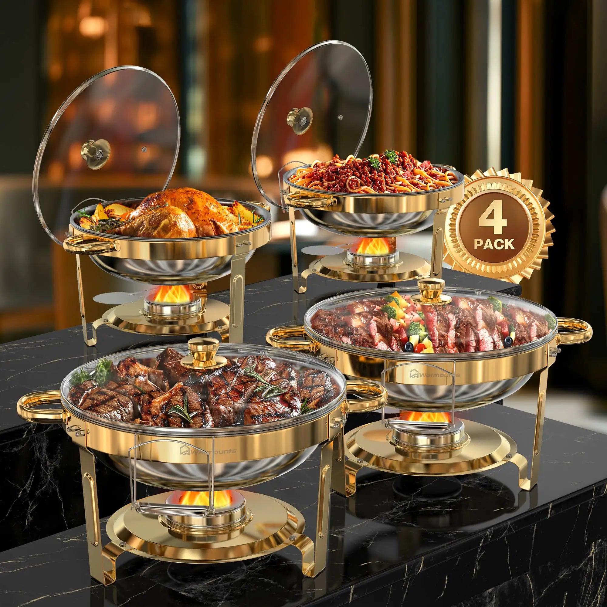 Chafing Dish Buffet Set - 5QT Gold Stainless - Party Ready