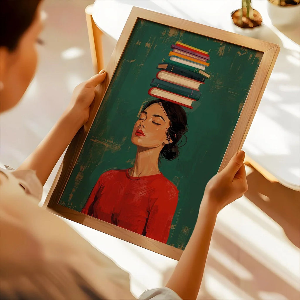 Balanced Books Wall Art - woman in red - artistic decor