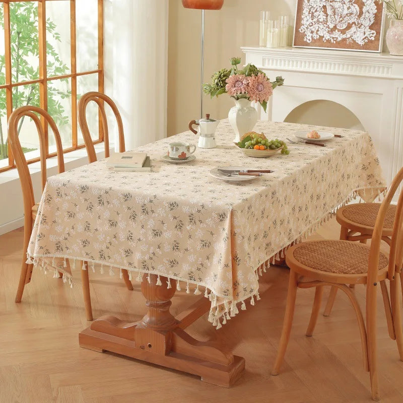 EMBROIDERED FLORAL TABLECLOTH - Cotton, Round & Rectangle, 14 Sizes - Garden Table Mood