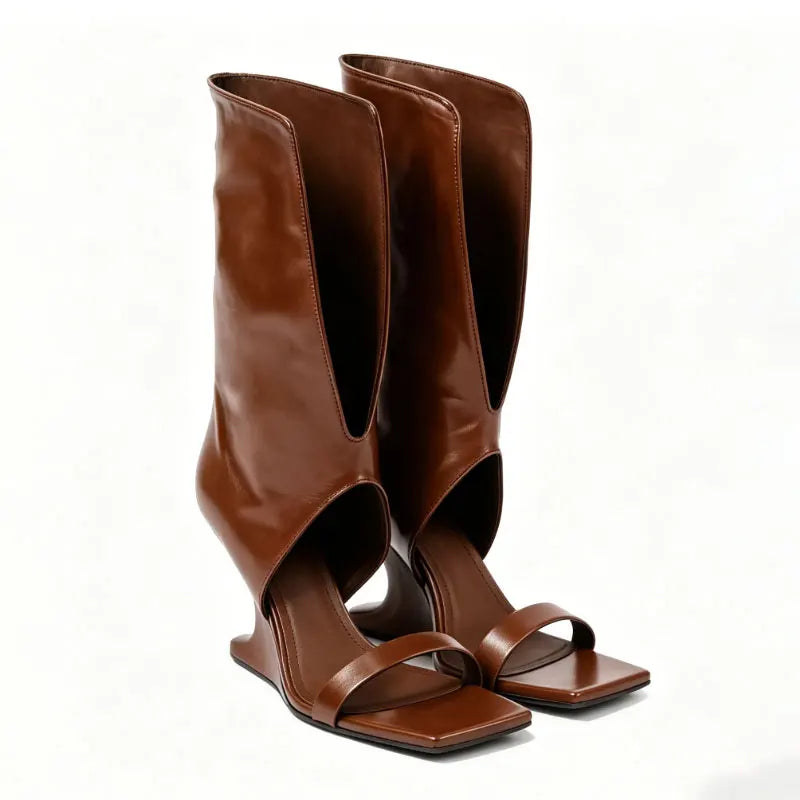 Summer New Square Toed Women's Sandals with Exposed Toes, Fashionable Fashion Show, Thick High Heels, Midsole Women's Cool Boots