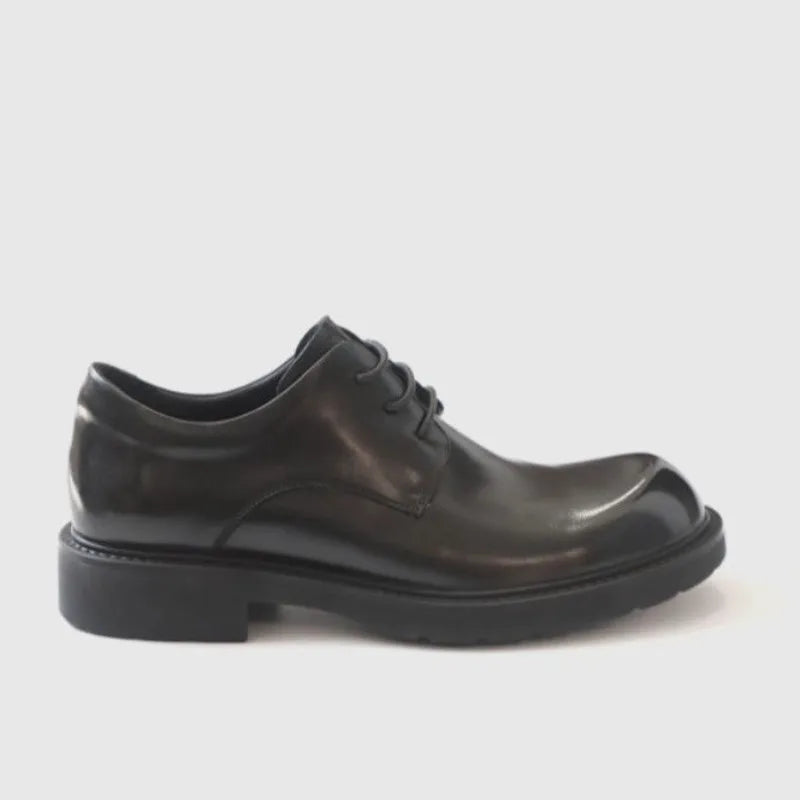 Men's British Casual Dress Shoes - Round Toe Lace-Up PU Leather Business