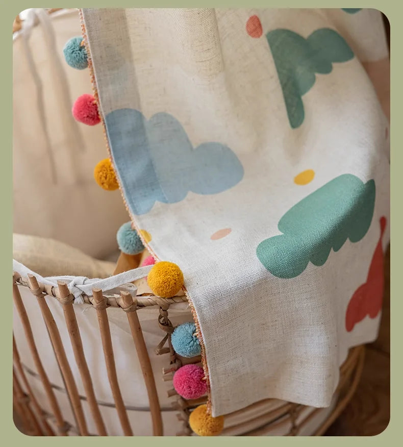 COLORFUL CARTOON CURTAINS - Custom Sizes, Sheer Cotton-Linen - Kids' Room Cheer