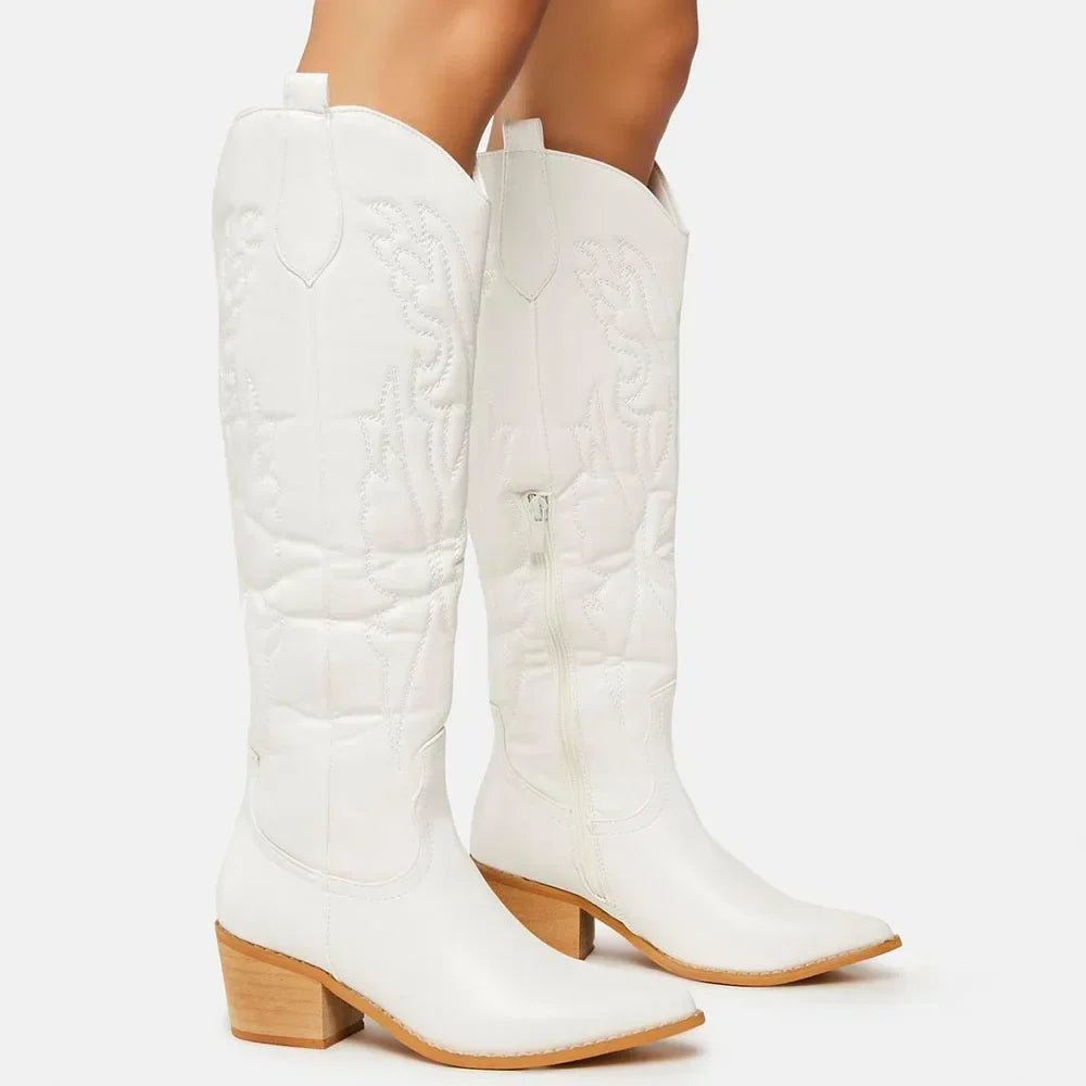 Vintage Embroidered Western Knee-High Boots