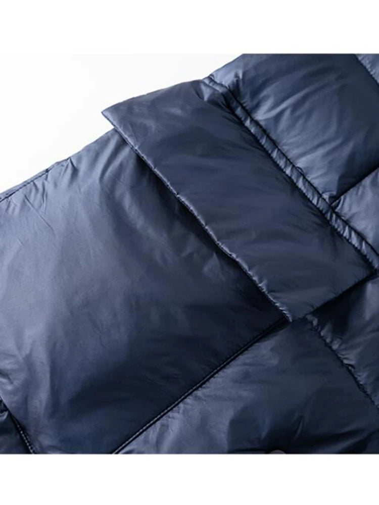 Plaid Double-Sided Down Coat – 85% Duck Down Long