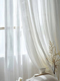 WARM WHITE SHEER CURTAINS - Linen Look, Multi-Size - Soft Natural Light