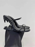 2026 Summer New Metal Tiger Teeth Single Shoes, High Heels, Fashion Show, Women's Wear, Size 44 Women's Sandals
