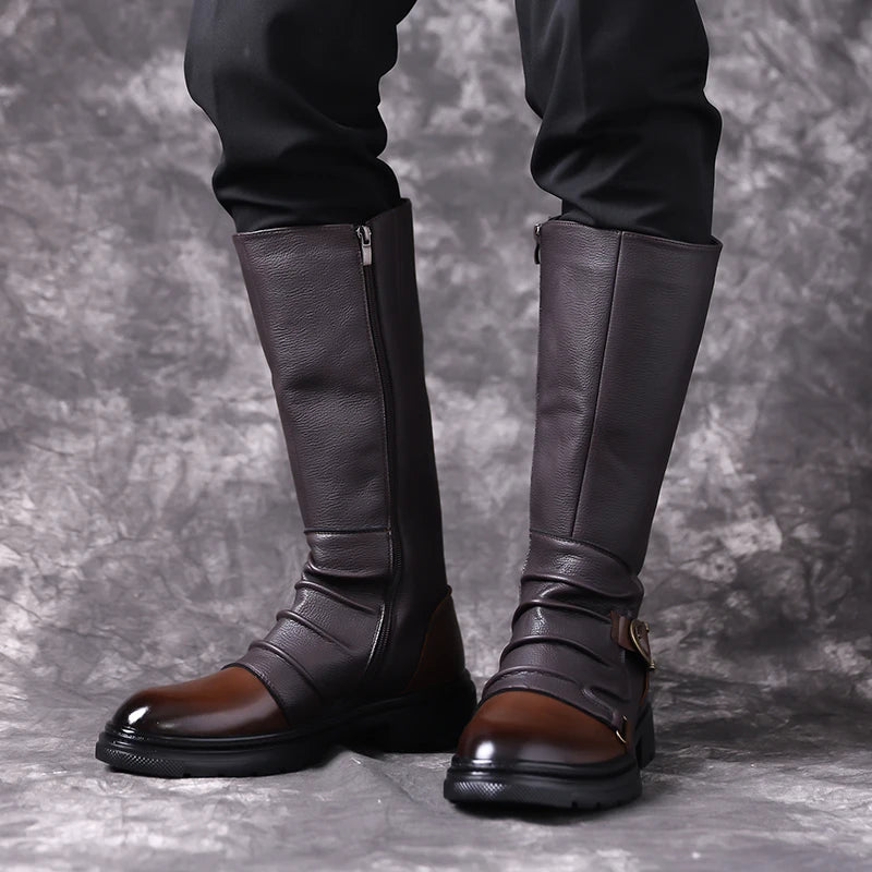 BRITISH MID-CALF BOOTS - Men's Side Zipper Motorcycle Boots - Classic Style, All-Day Comfort