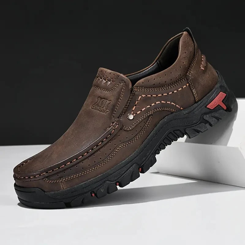 CRAFT SOLE - Men's Handmade Leather Slip-On Loafers - Casual Outdoor Moccasins, Non-Slip Walking Shoes