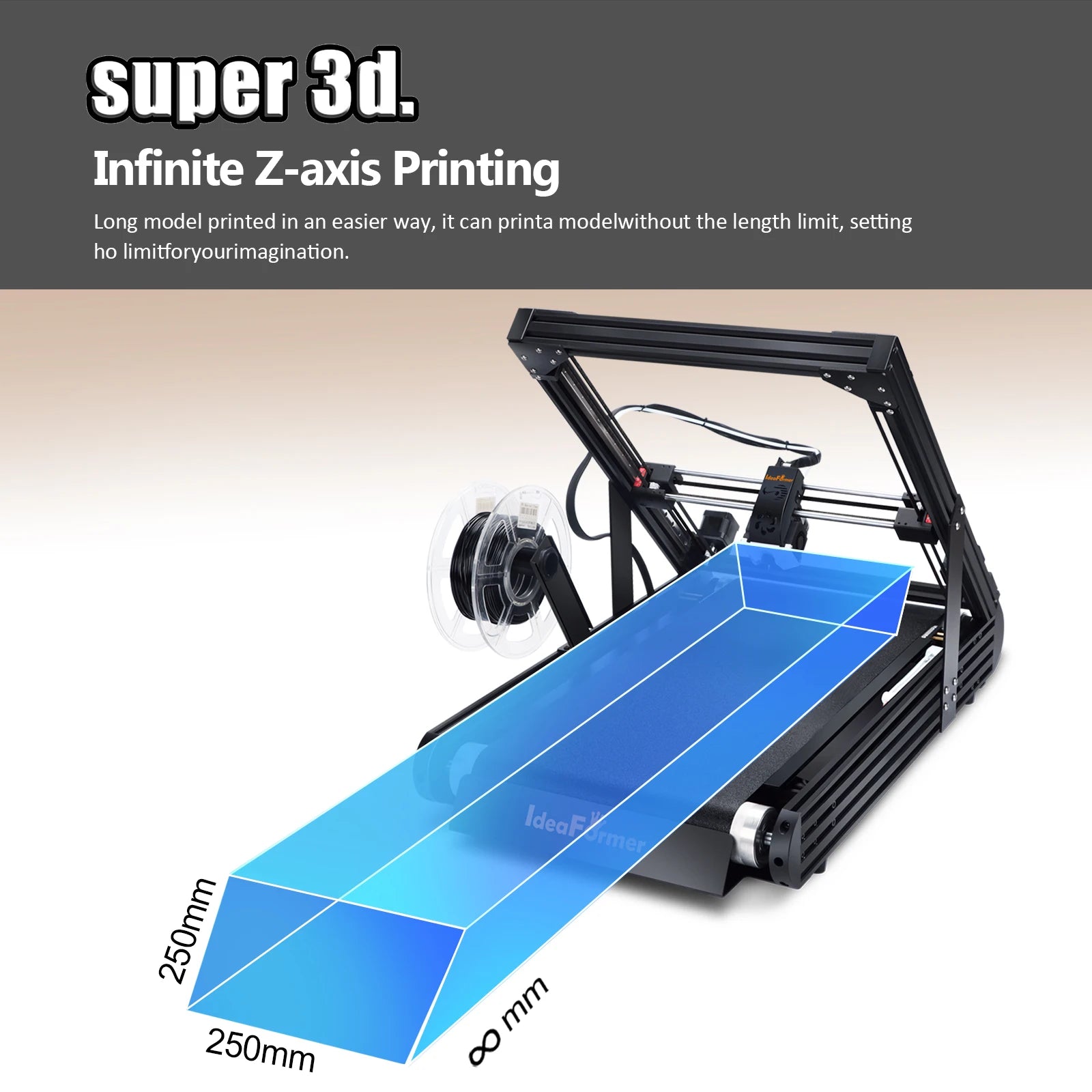 IDEAFORMER IR3 V2 3D PRINTER - CoreXY, Conveyor Belt, Klipper - Infinite Z-Axis