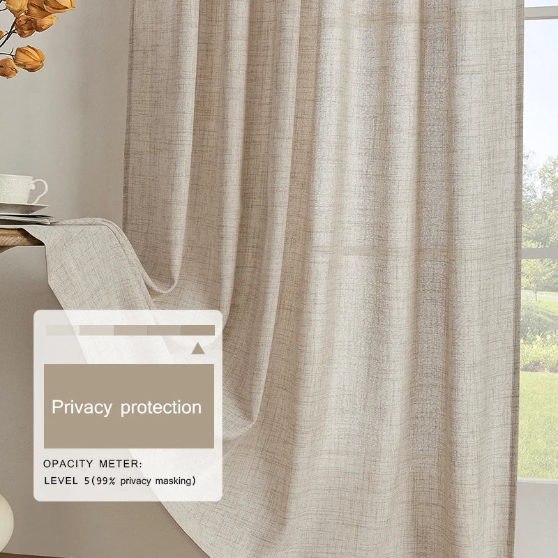 LINEN SEMI-BLACKOUT CURTAINS - Solid Color Custom Size Panel - Soft & Light-Filtering