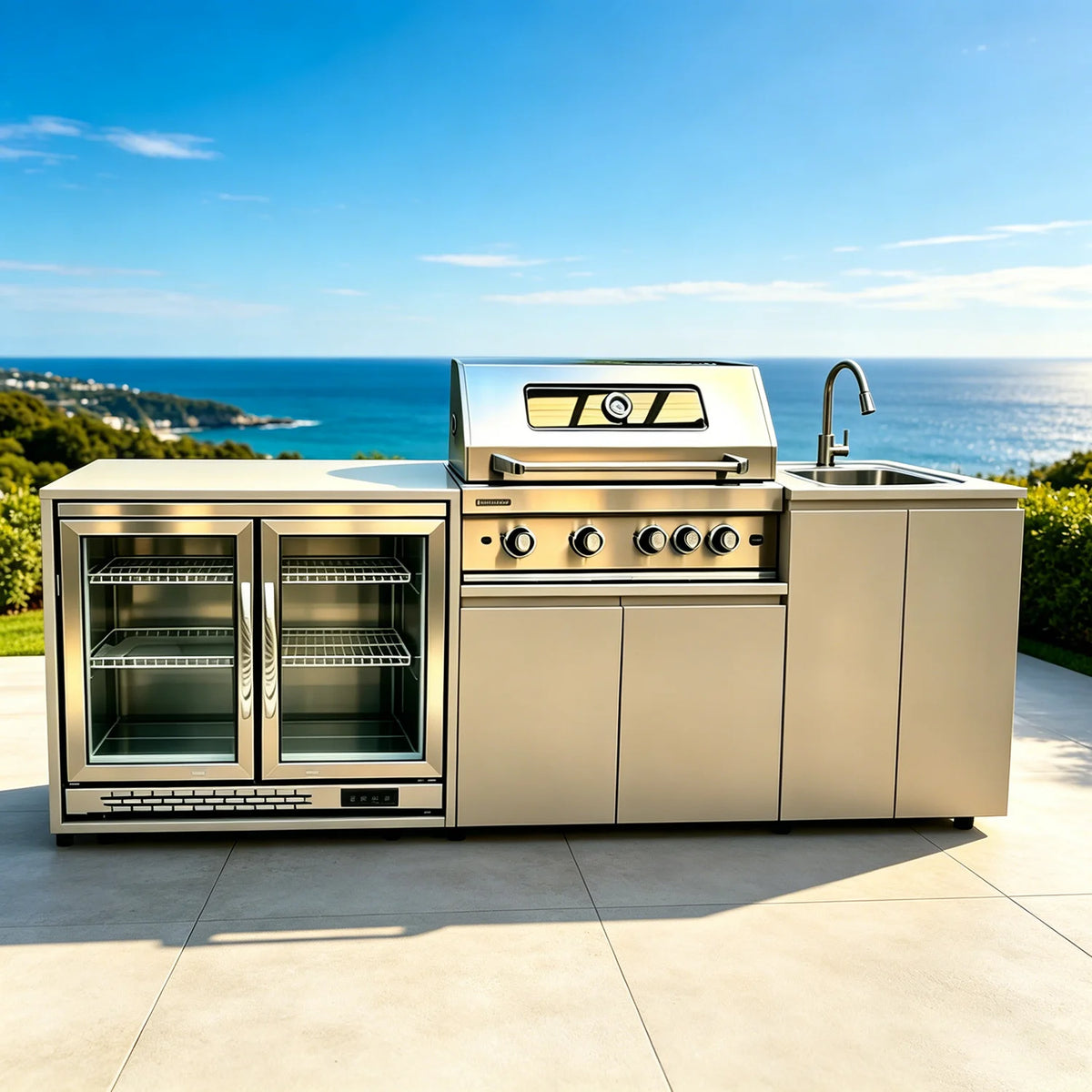 OUTDOOR KITCHEN SET - Stainless Steel Grill & Sink - Patio Cooking
