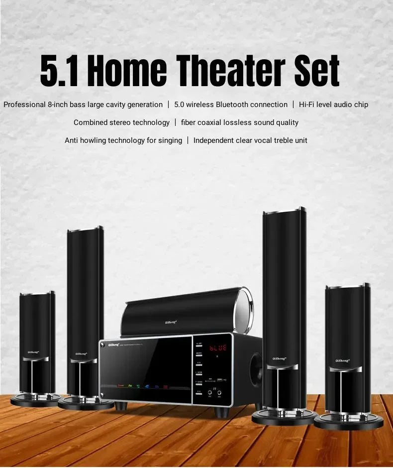 5.1 Home Theater Sound System - 1000W Bluetooth Surround