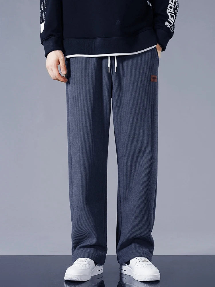 CORD & WARM - Men's Fleece-Lined Corduroy Sweatpants - Straight Loose Winter Trousers
