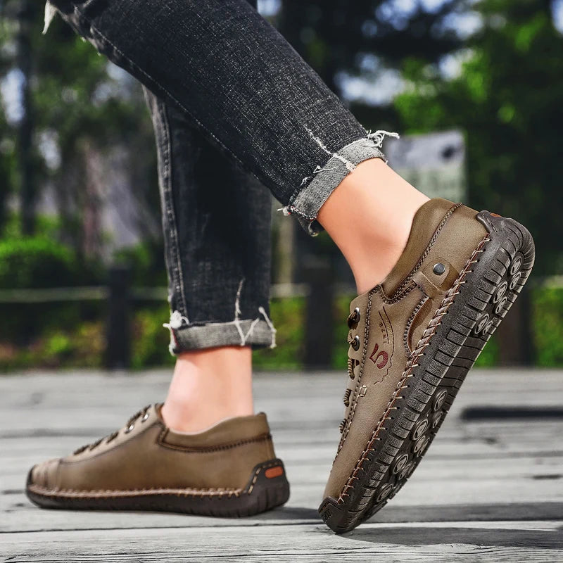 Men's Casual Moccasin Flats - Soft Ankle Non-Slip Outdoor Shoes EU 39-46