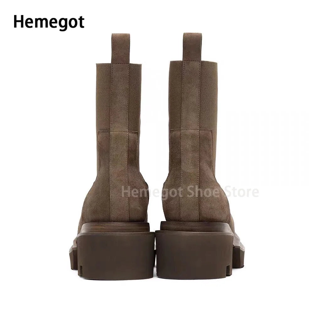 CATWALK KING - Men's Cowhide Chelsea Boots - Thick Sole, High Heel, Platform Catwalk Style