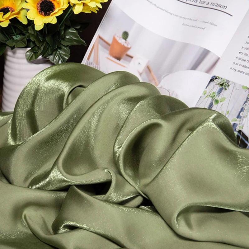 Gradient Wine Red Glazed Silk Satin Fabric Hanfu Pants Skirt Wedding Skin-friendly Breathable Bright Luster