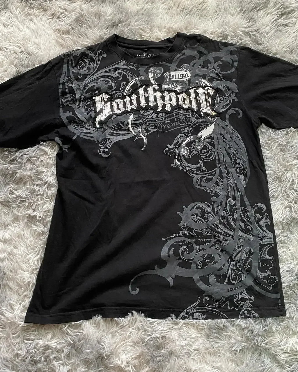 High Street Southpole Short Sleeve Women Y2K Graphic Print Oversized T Shirt Harajuku Gothic Round Neck Cotton Short Sleeve Tops