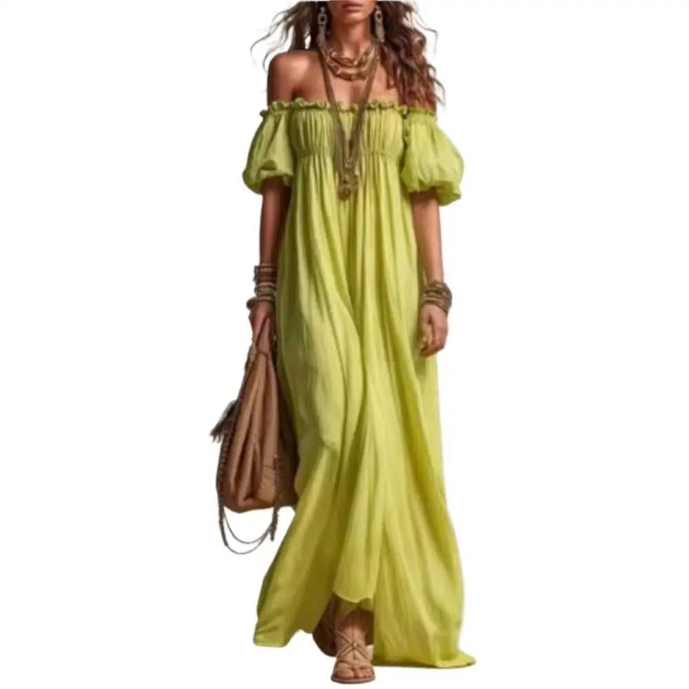 2026 Sexy One Shoulder Short-Sleeved Women's Party Dresses Summer New Fashion Loose Elegant Female Vacation Long Dress