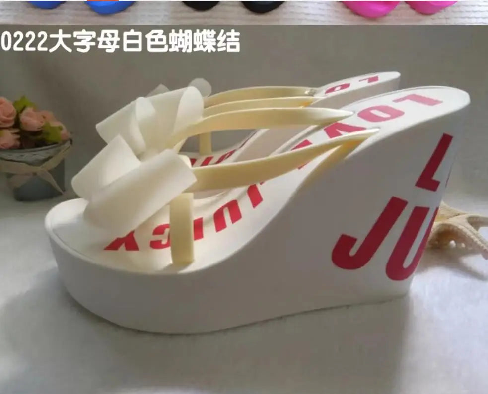 Platform Wedges Sandals Wedges Flip Flops High Heel Sandals Slippers White Beach Sandals Bohemia Flip Flops Pink size 32--43