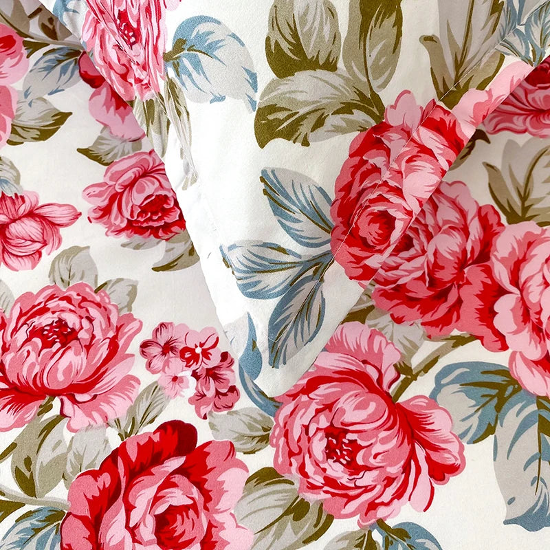 BLOOM FLAT SHEET - Red Flower Printed Bed Sheet - Soft, Vivid & Made to Last