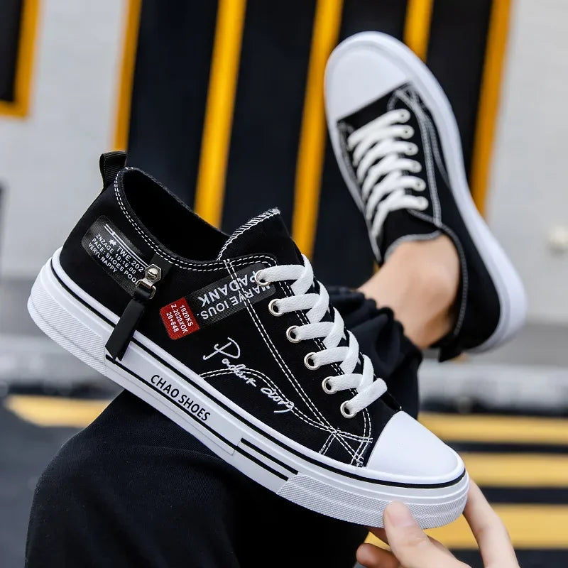 Men's Canvas Low-Top Sneakers - Breathable Casual Outdoor Tennis Shoes