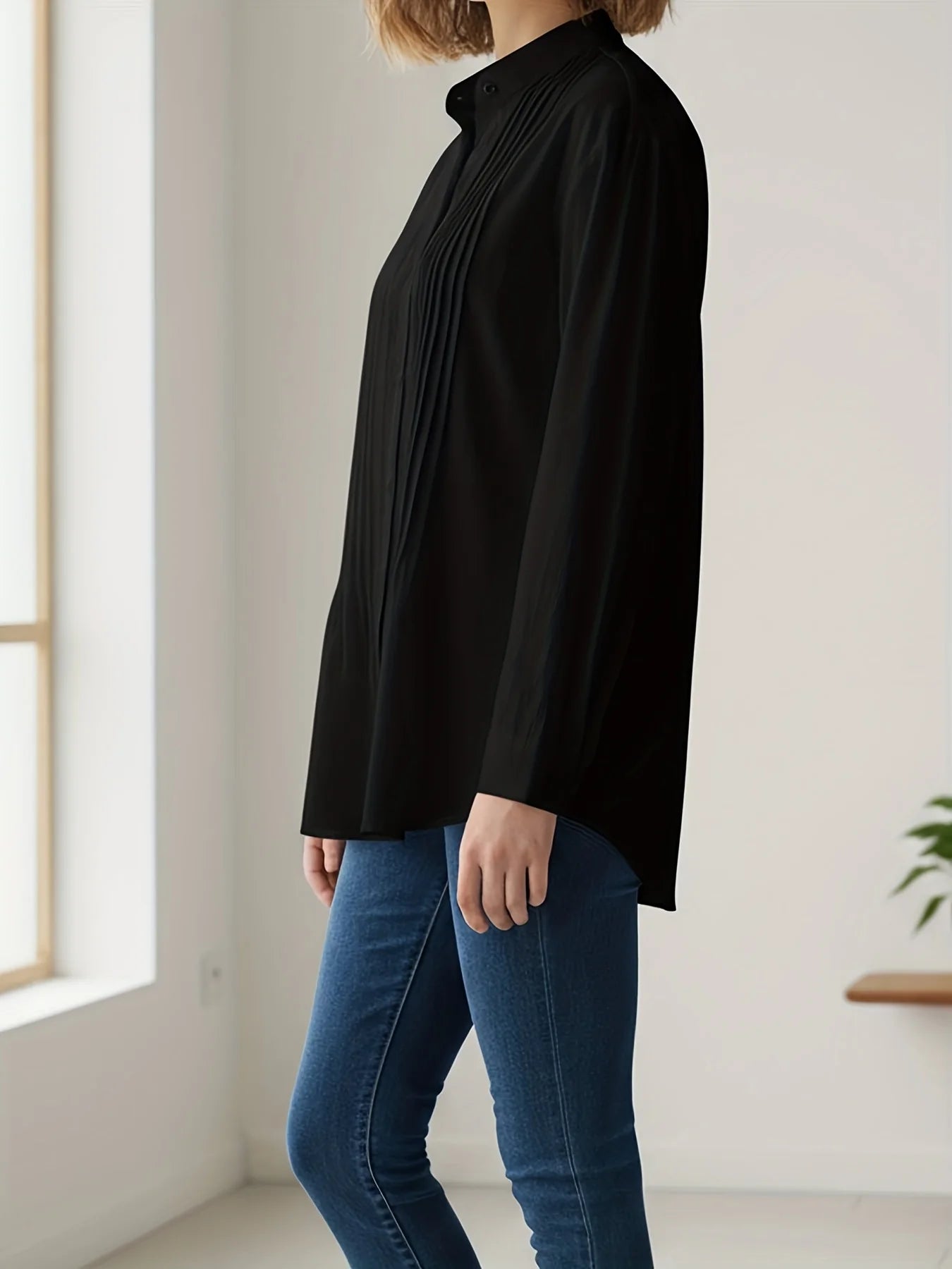 PLEATED COTTON SHIRT - 100% Cotton, Loose Fit - Clean Everyday