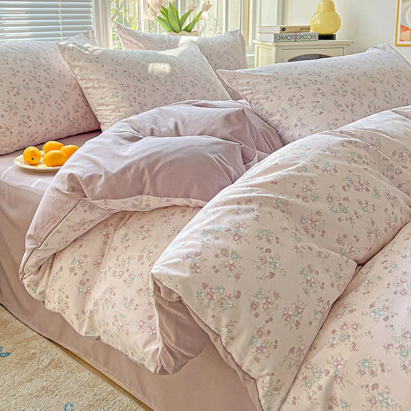 FLORAL DOUBLE YARN DUVET COVER - Washed Polyester, 14 Patterns - Soft Nights