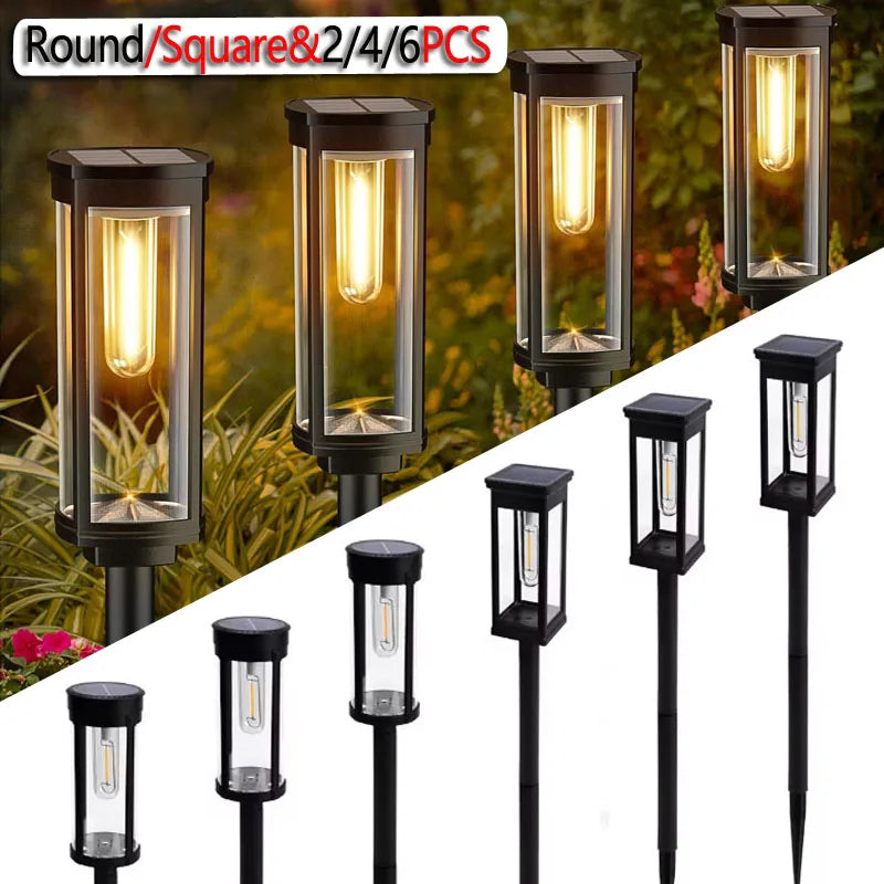 SOLAR PATHWAY LIGHTS - Warm White, 2–6-Pack - Retro Garden Glow